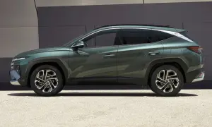 Der neue Hyundai Tucson in einem eleganten Grünton, bereit für die Straße. Wann kommt er endlich?