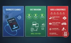 Diagnostischer Scanner zeigt Fehlercodes an. Ein NOX-Sensor ist Teil der Abgasanlage, wichtig für Emissionskontrolle. Kosten & Risiken bei Defekten.