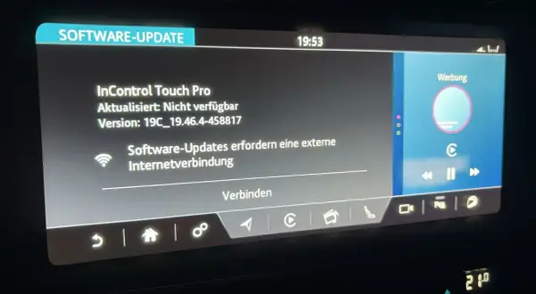 Land Rover InControl aktivieren: Software-Update nicht verfügbar. Verbindung zur Internetverbindung nötig.
