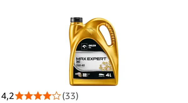 Goldene 4L-Kanister mit Orlen Oil Max Expert C3 5W-40 Motoröl. Die ACEA C3 Bedeutung steht für moderne Motorentechnologie.