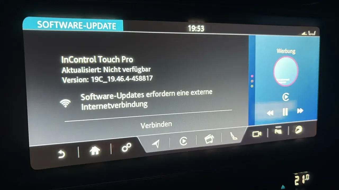 Land Rover InControl aktivieren: Software-Update nicht verfügbar. Verbindung zur Internetverbindung nötig.