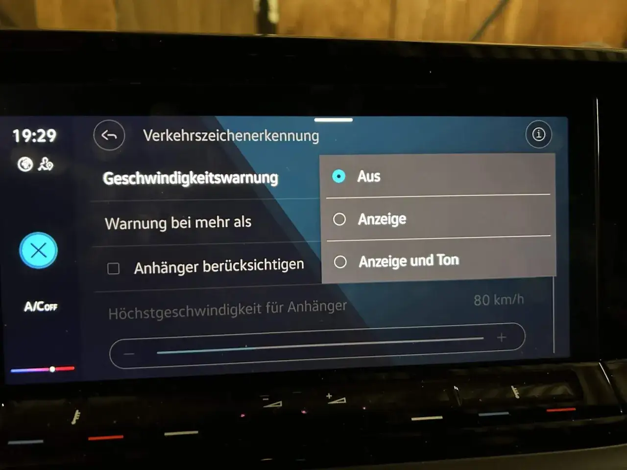 VW Geschwindigkeitswarnung deaktivieren: Im Men&uuml; 