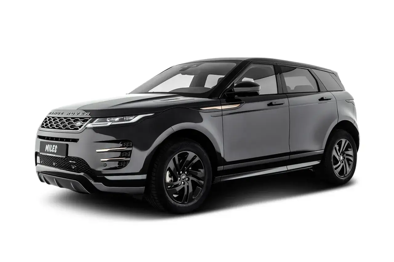 Schwarzer Range Rover Evoque, ideal f&uuml;r ein flexibles Range Rover Abo. Stilvoll und bereit f&uuml;r jedes Abenteuer.
