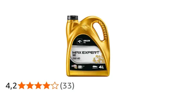 Goldene 4L-Kanister mit Orlen Oil Max Expert C3 5W-40 Motoröl. Die ACEA C3 Bedeutung steht für moderne Motorentechnologie.
